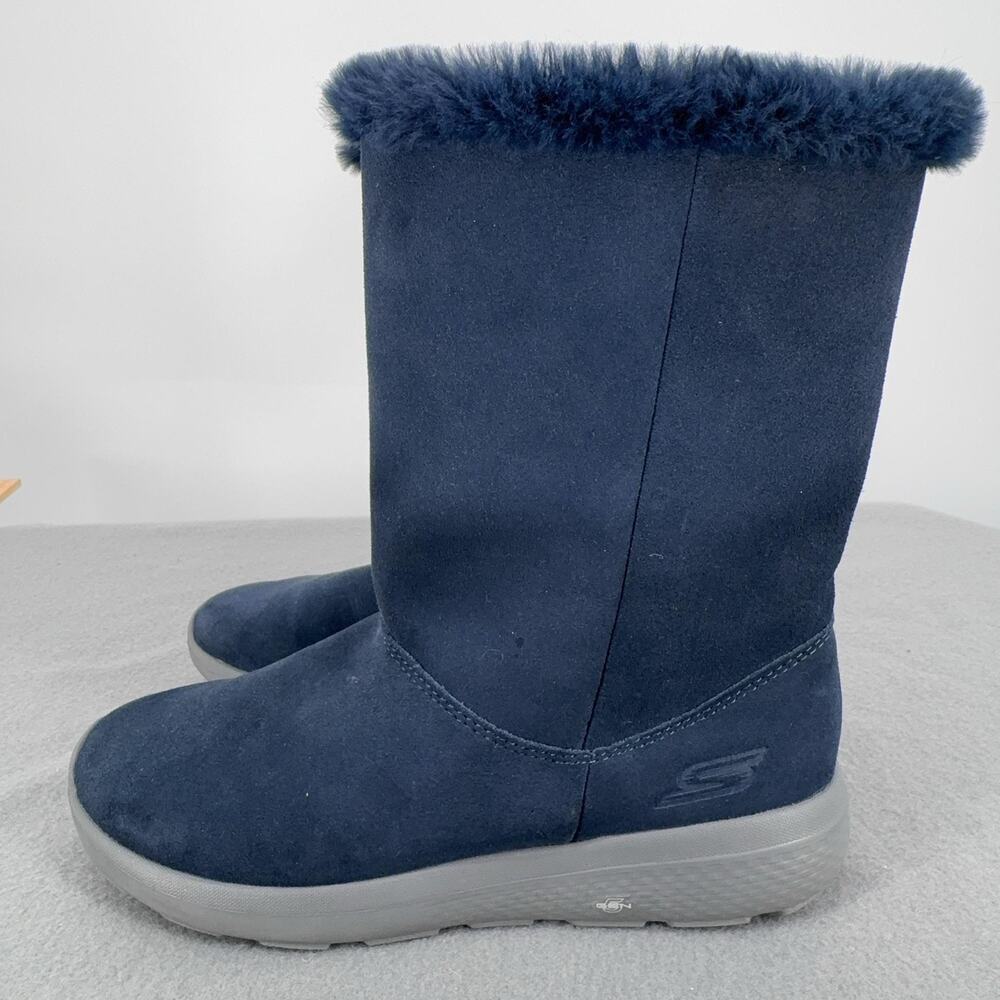 Skechers On The Go City 2 Womens 8.5 Navy Faux Fur Suede Winter Boots 14633 Tall